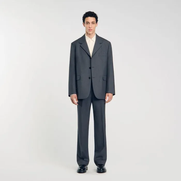Men Suits and Blazers SANDRO Oversized Suit Jacket Grey