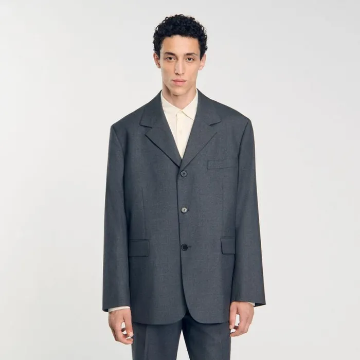 Men Suits and Blazers SANDRO Oversized Suit Jacket Grey