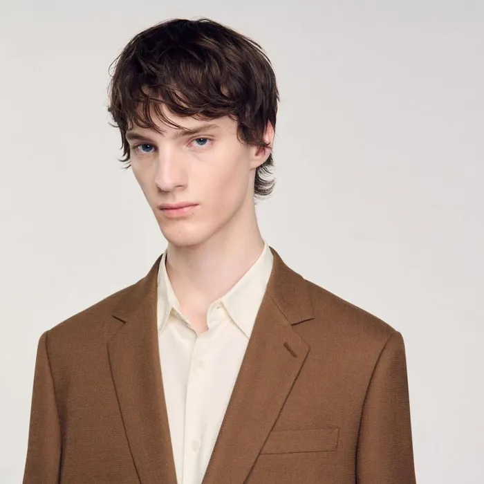 Men Suits and Blazers SANDRO Wool Suit Jacket Taupe