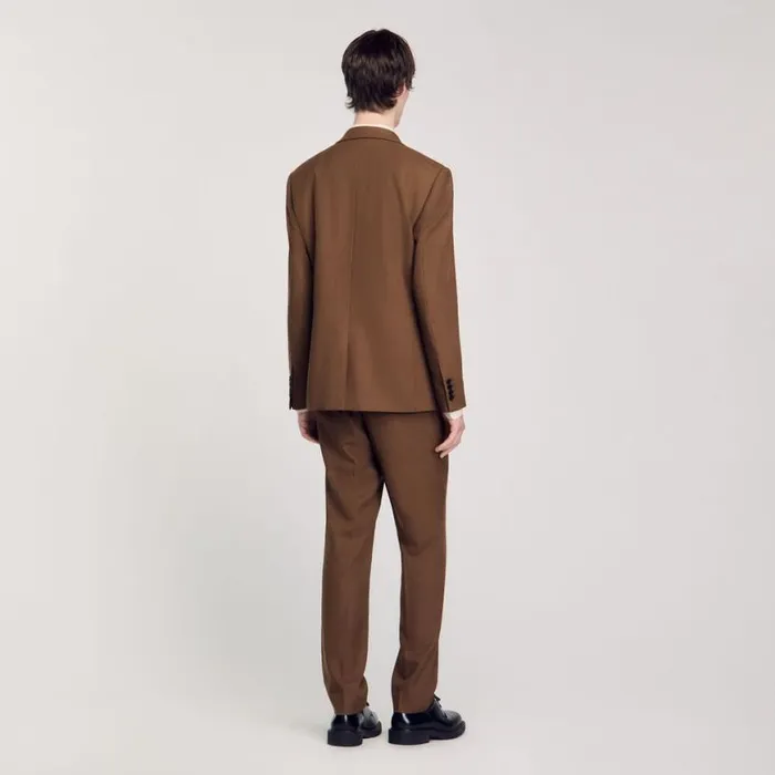 Men Suits and Blazers SANDRO Wool Suit Jacket Taupe