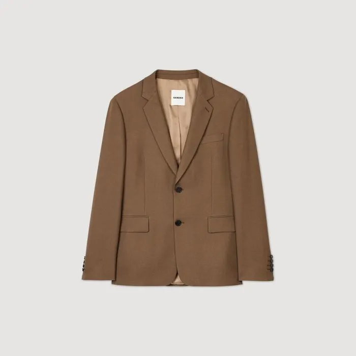 Men Suits and Blazers SANDRO Wool Suit Jacket Taupe