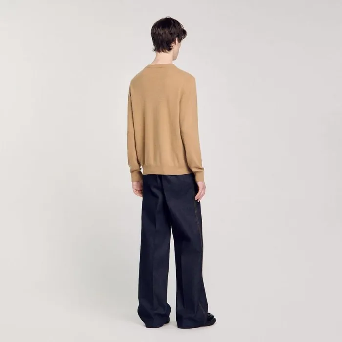 Men Sweaters and Cardigans SANDRO Cashmere Sweater Camel Men Sweaters and Cardigans SANDRO Cashmere Sweater Camel