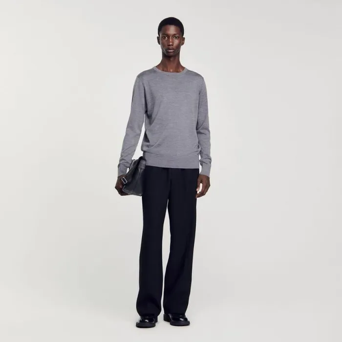 Men Sweaters and Cardigans SANDRO Fine Knit Sweater Mocked Grey