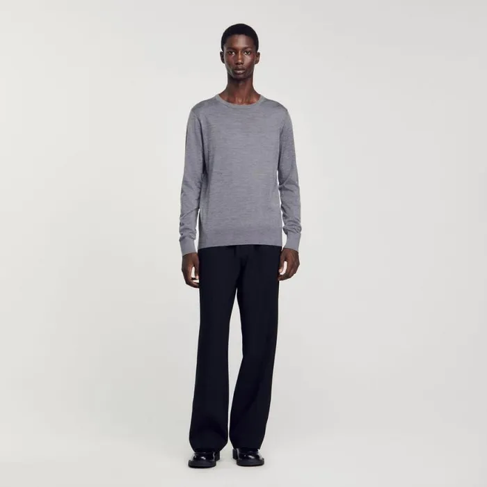 Men Sweaters and Cardigans SANDRO Fine Knit Sweater Mocked Grey