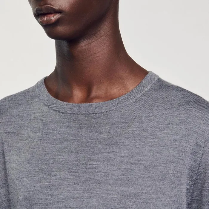 Men Sweaters and Cardigans SANDRO Fine Knit Sweater Mocked Grey
