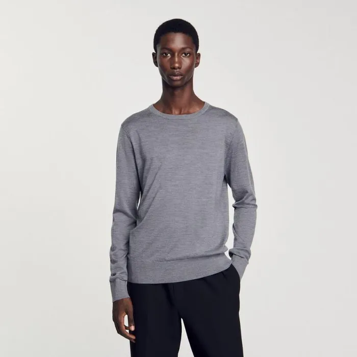 Men Sweaters and Cardigans SANDRO Fine Knit Sweater Mocked Grey