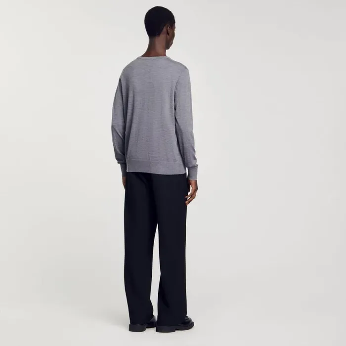 Men Sweaters and Cardigans SANDRO Fine Knit Sweater Mocked Grey