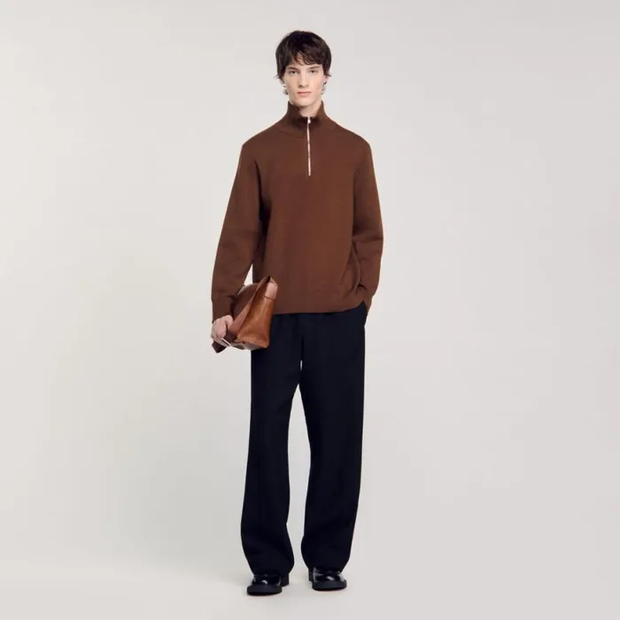 Men Sweaters and Cardigans SANDRO HalfZip Sweater Caramel
