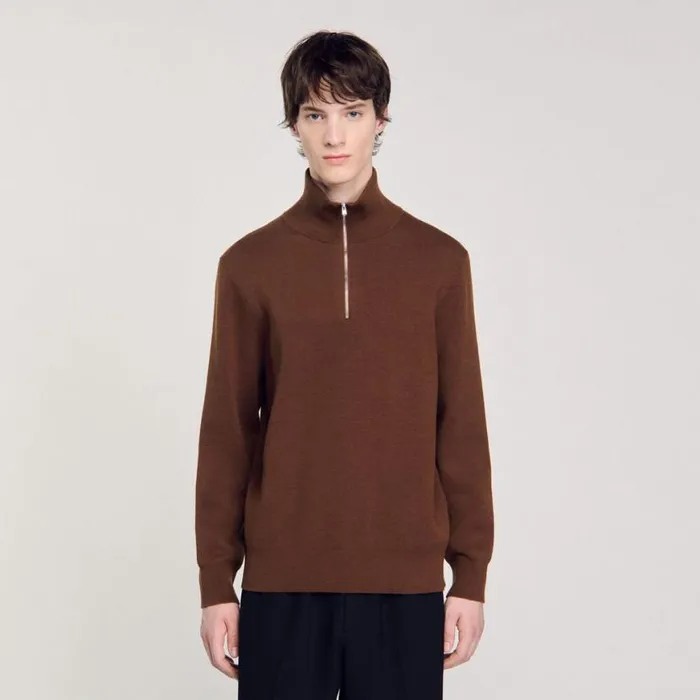 Men Sweaters and Cardigans SANDRO HalfZip Sweater Caramel