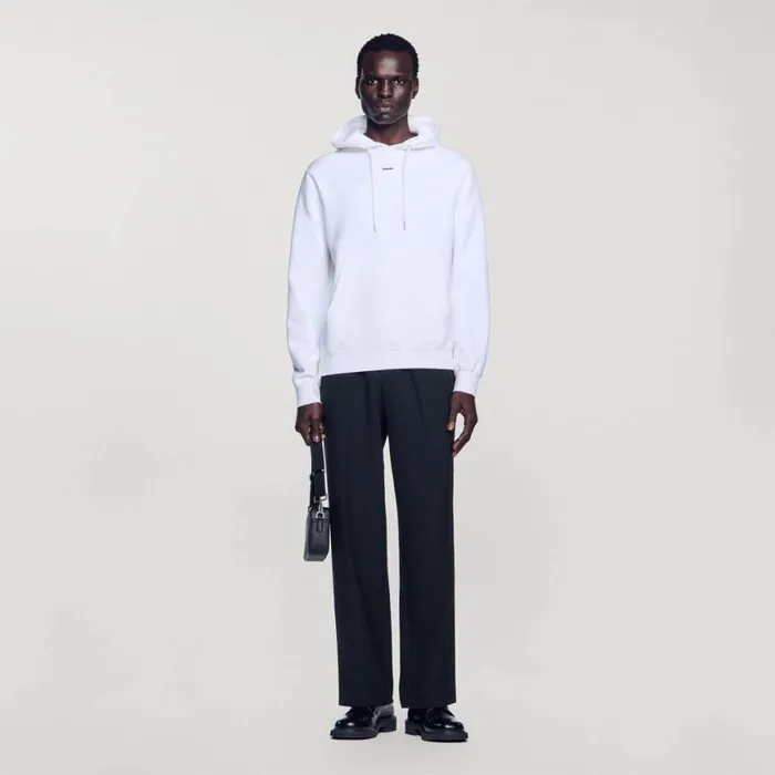 Men Sweatshirts and Hoodies SANDRO Embroidered Hoodie White