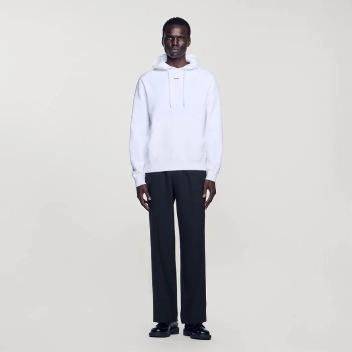 Men Sweatshirts and Hoodies SANDRO Embroidered Hoodie White
