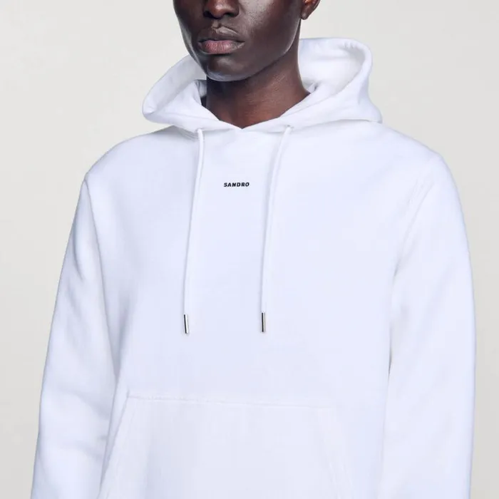 Men Sweatshirts and Hoodies SANDRO Embroidered Hoodie White
