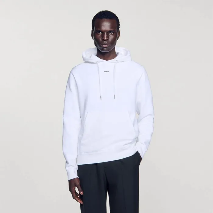 Men Sweatshirts and Hoodies SANDRO Embroidered Hoodie White