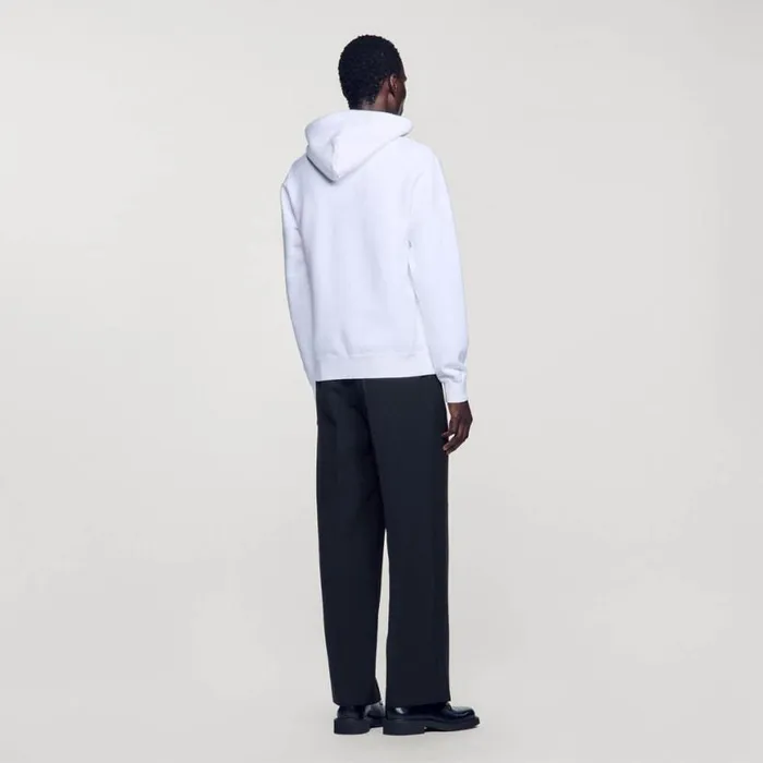 Men Sweatshirts and Hoodies SANDRO Embroidered Hoodie White