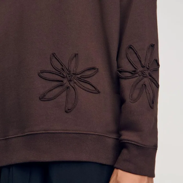 Men Sweatshirts and Hoodies SANDRO Oversized Floral Sweatshirt Chocolate