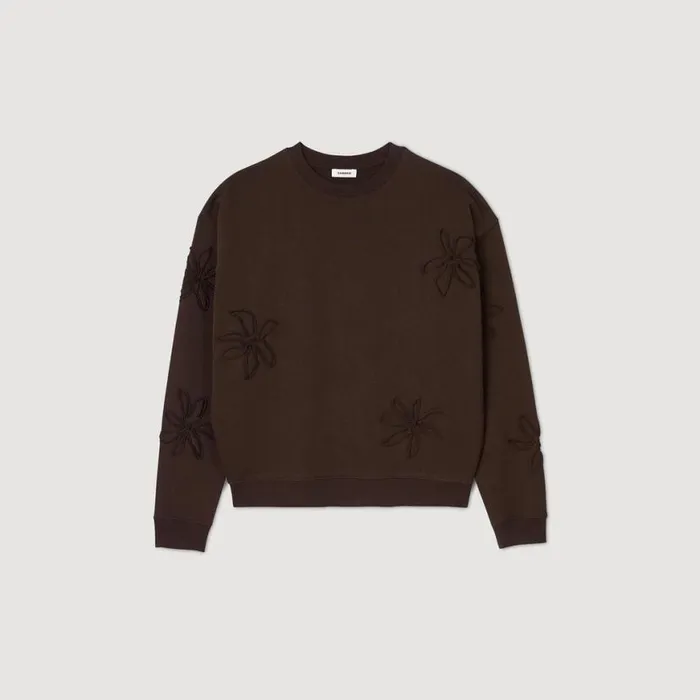 Men Sweatshirts and Hoodies SANDRO Oversized Floral Sweatshirt Chocolate
