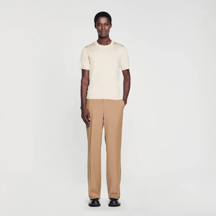Men Tshirts and Polos SANDRO Knitted Tshirt Light Sand