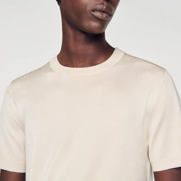 Men Tshirts and Polos SANDRO Knitted Tshirt Light Sand