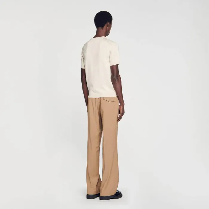 Men Tshirts and Polos SANDRO Knitted Tshirt Light Sand