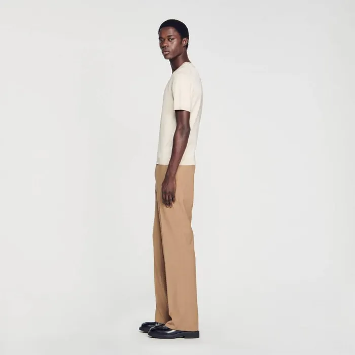 Men Tshirts and Polos SANDRO Knitted Tshirt Light Sand