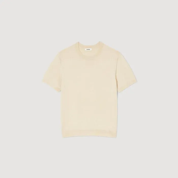 Men Tshirts and Polos SANDRO Knitted Tshirt Light Sand