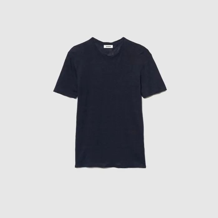 Men Tshirts and Polos SANDRO Linen Tshirt Navy Blue