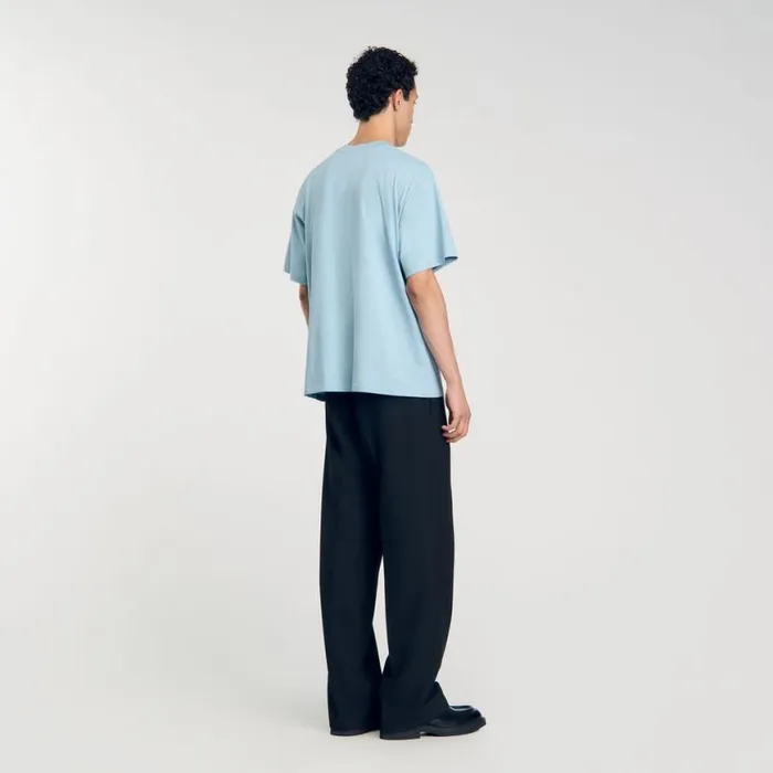 Men Tshirts and Polos SANDRO Oversized Flower Tshirt Baby Blue