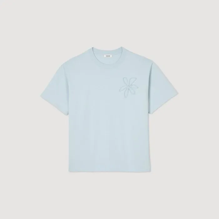 Men Tshirts and Polos SANDRO Oversized Flower Tshirt Baby Blue