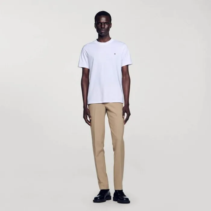 Men Tshirts and Polos SANDRO Tshirt With Square Cross Patch White