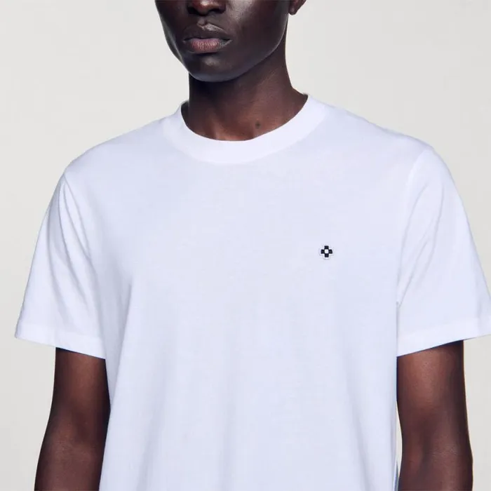 Men Tshirts and Polos SANDRO Tshirt With Square Cross Patch White