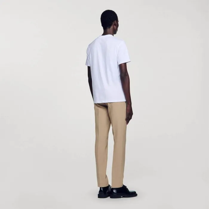 Men Tshirts and Polos SANDRO Tshirt With Square Cross Patch White