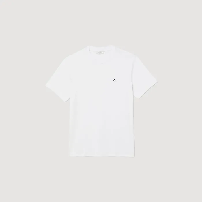 Men Tshirts and Polos SANDRO Tshirt With Square Cross Patch White