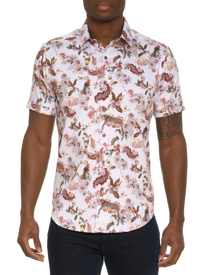 Men THE LEO SHORT SLEEVE BUTTON DOWN SHIRT White Robert Graham Button Down Shirts