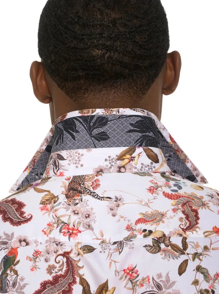 Men THE LEO SHORT SLEEVE BUTTON DOWN SHIRT White Robert Graham Button Down Shirts