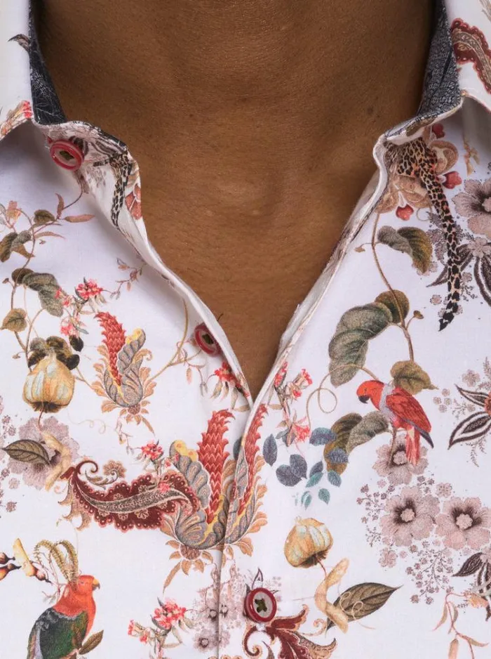 Men THE LEO SHORT SLEEVE BUTTON DOWN SHIRT White Robert Graham Button Down Shirts