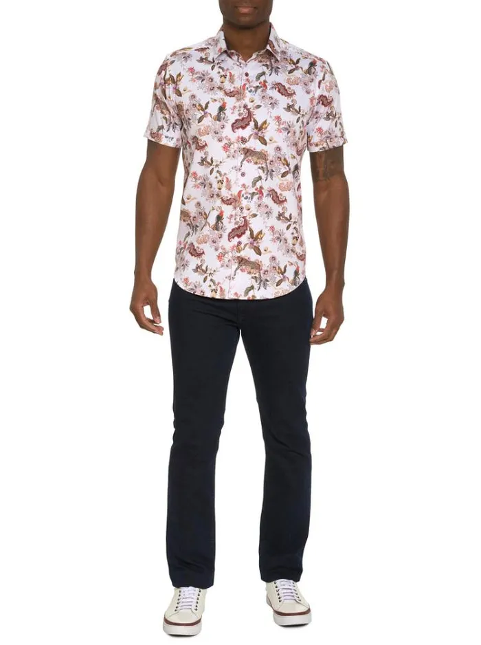 Men THE LEO SHORT SLEEVE BUTTON DOWN SHIRT White Robert Graham Button Down Shirts