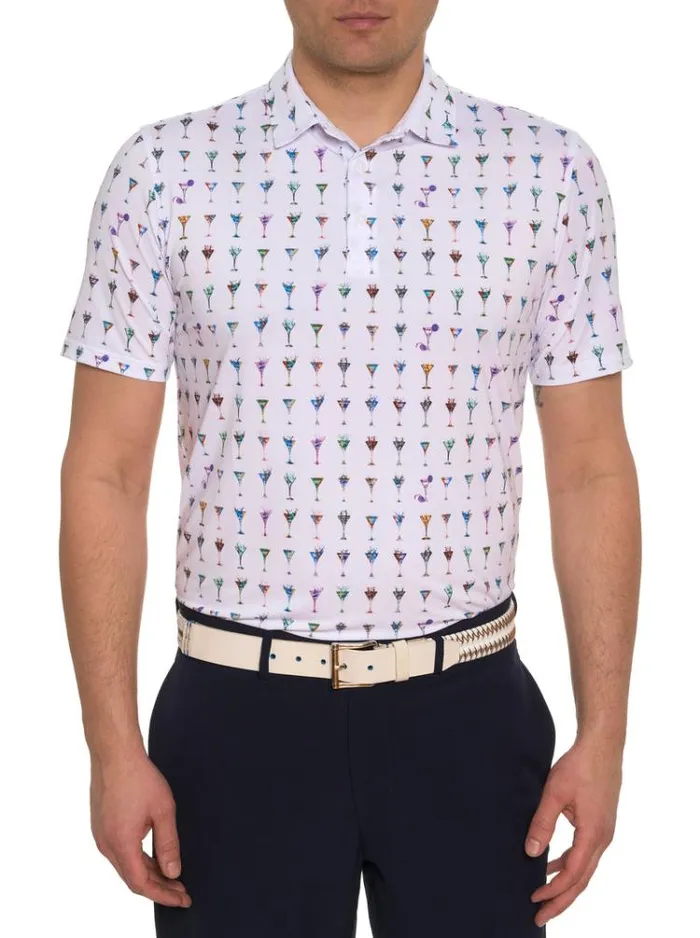 Men THE MARTINI PERFORMANCE POLO Light Blue Robert Graham Polos and TShirts