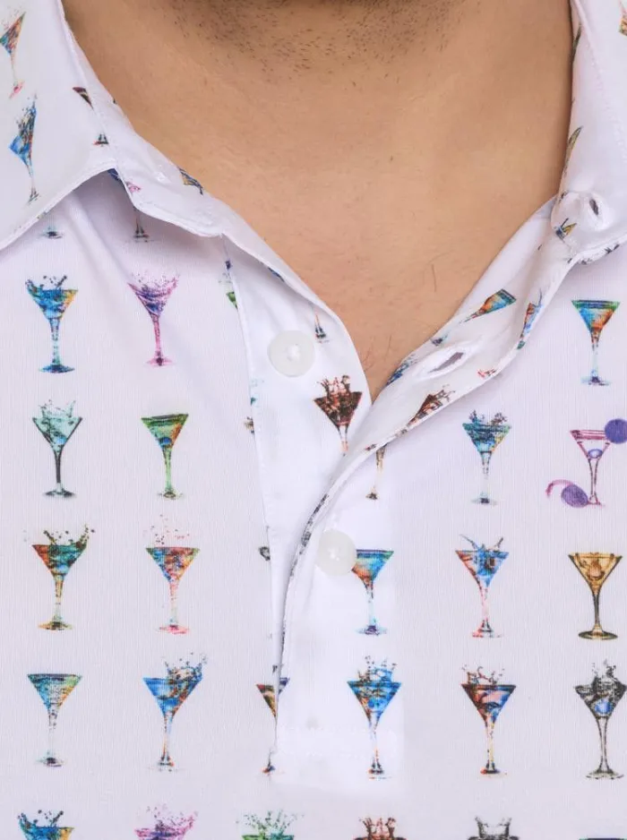 Men THE MARTINI PERFORMANCE POLO Light Blue Robert Graham Polos and TShirts