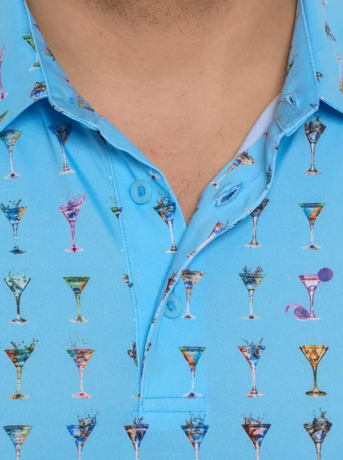 Men THE MARTINI PERFORMANCE POLO Light Blue Robert Graham Polos and TShirts