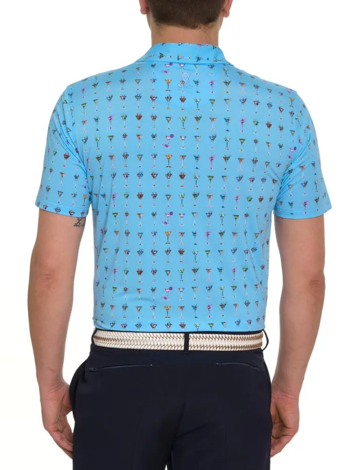 Men THE MARTINI PERFORMANCE POLO Light Blue Robert Graham Polos and TShirts