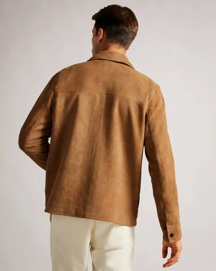 Men THIERRY 8211 Suede Zip Through Shacket Camel Ted Baker Coats and Jackets Men THIERRY 8211 Suede Zip Through Shacket Camel Ted Baker Coats and Jackets