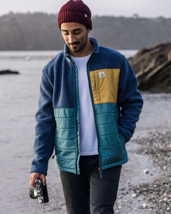 Men Tops Passenger Born Explorer Recycled PolarLined Sherpa Fleece Dark Denim Dark Denim