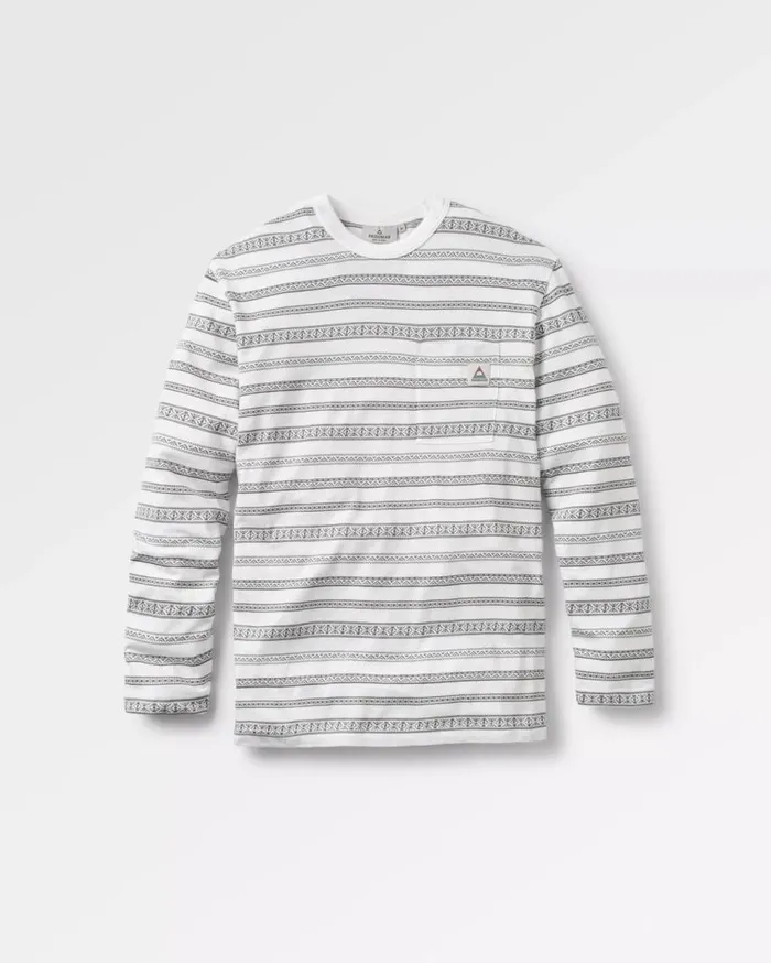 Men Tops Passenger Crackle Organic Relaxed Fit LS TShirt White Fairisle Stripe White Fairisle Stripe