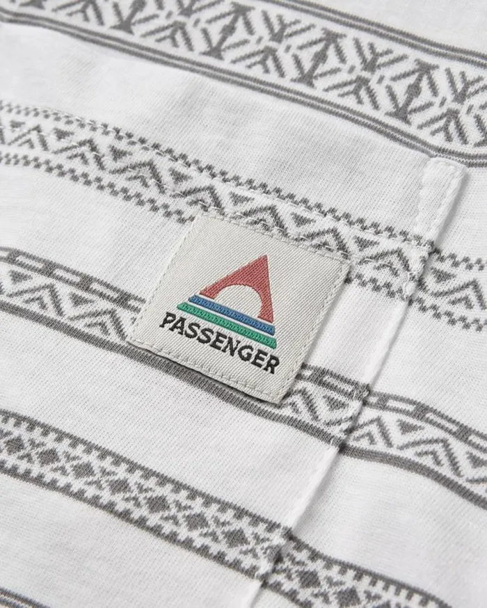 Men Tops Passenger Crackle Organic Relaxed Fit LS TShirt White Fairisle Stripe White Fairisle Stripe