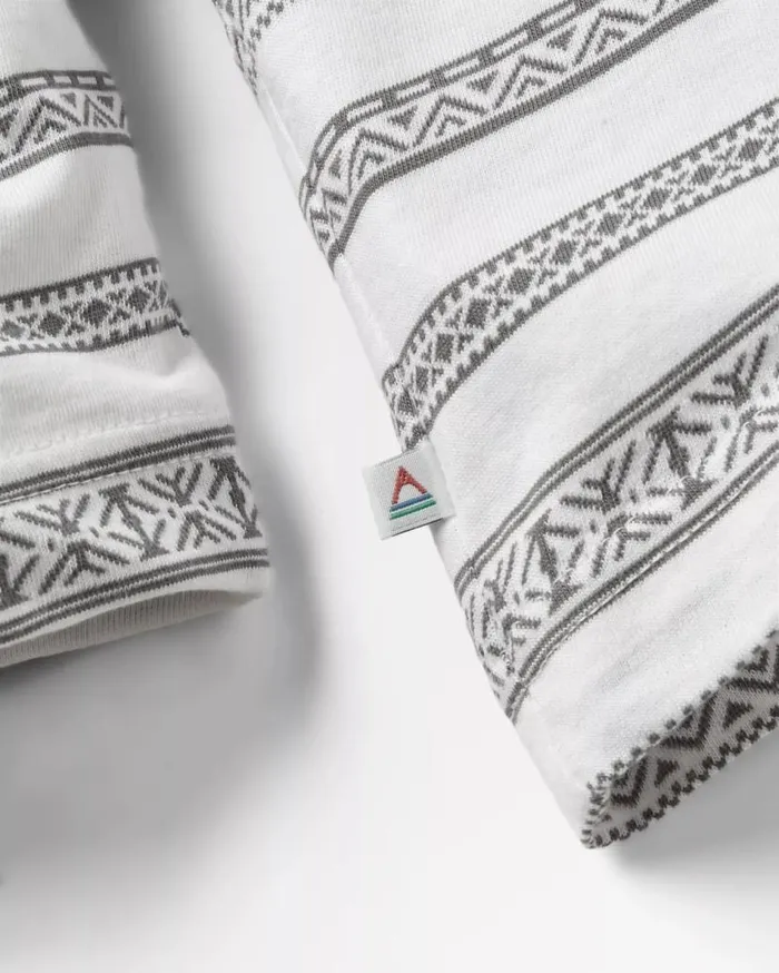 Men Tops Passenger Crackle Organic Relaxed Fit LS TShirt White Fairisle Stripe White Fairisle Stripe