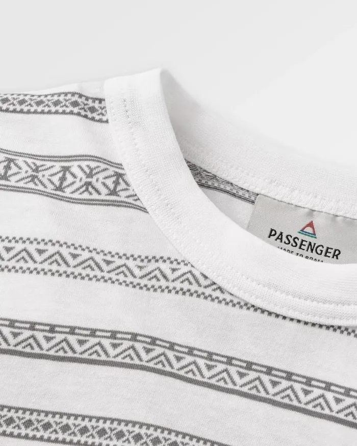 Men Tops Passenger Crackle Organic Relaxed Fit LS TShirt White Fairisle Stripe White Fairisle Stripe