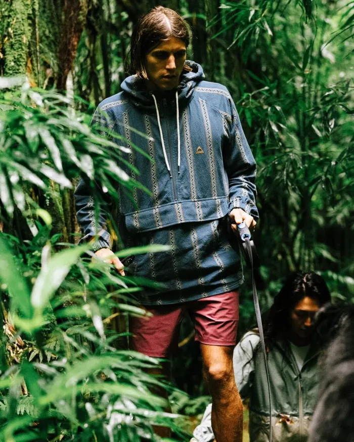 Men Tops Passenger Dune 12 Zip Organic Cotton Hoodie Mediterranean Geo Stripe Mediterranean Geo Stripe
