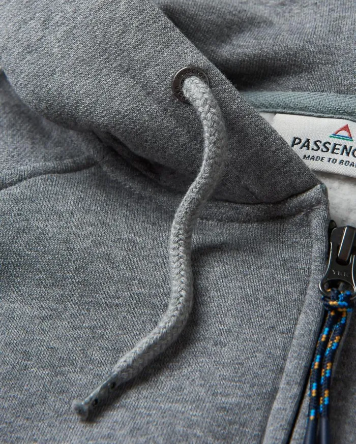 Men Tops Passenger Heritage Full Zip Recycled Cotton Hoodie Dark Grey Marl Dark Grey Marl