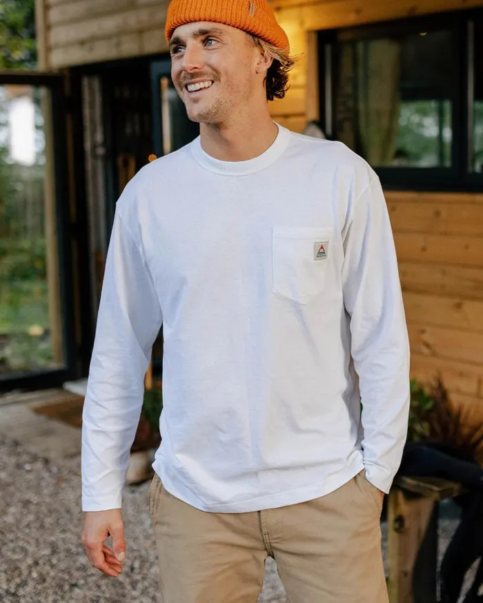Men Tops Passenger Heritage Recycled Cotton LS TShirt White White