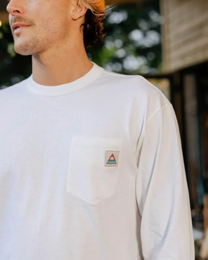 Men Tops Passenger Heritage Recycled Cotton LS TShirt White White
